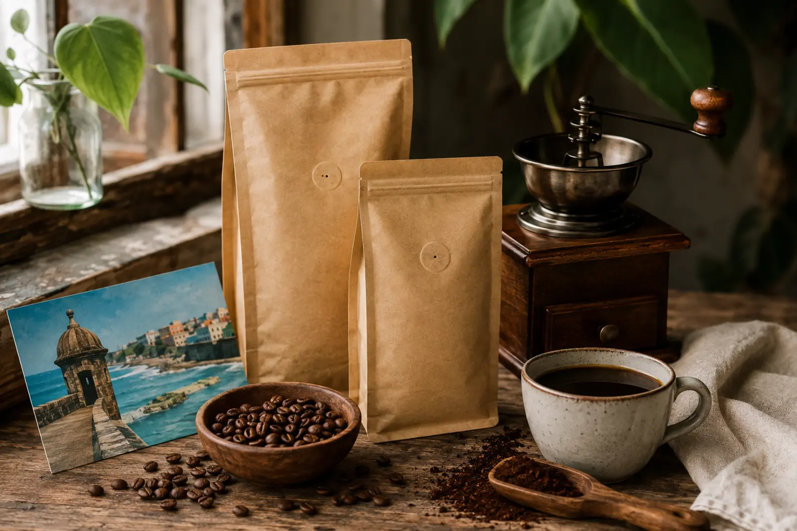 Puerto Rican coffee gift assembled with useful details