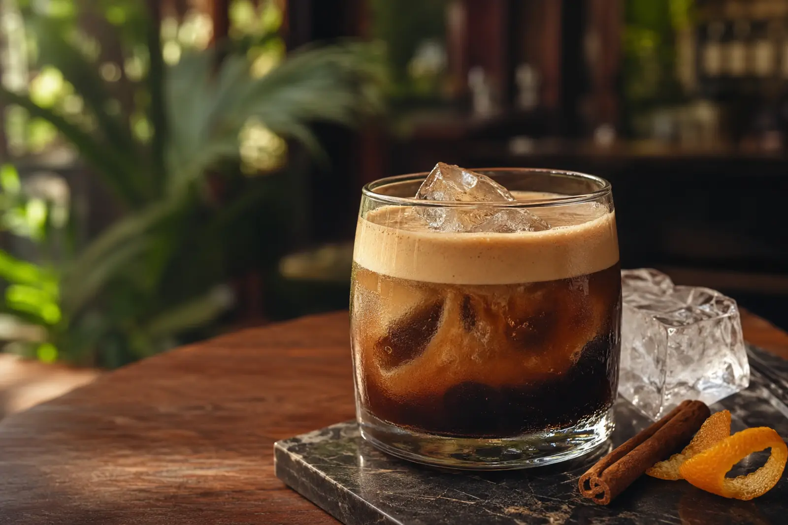 Foamy Puerto Rican coffee shakerato