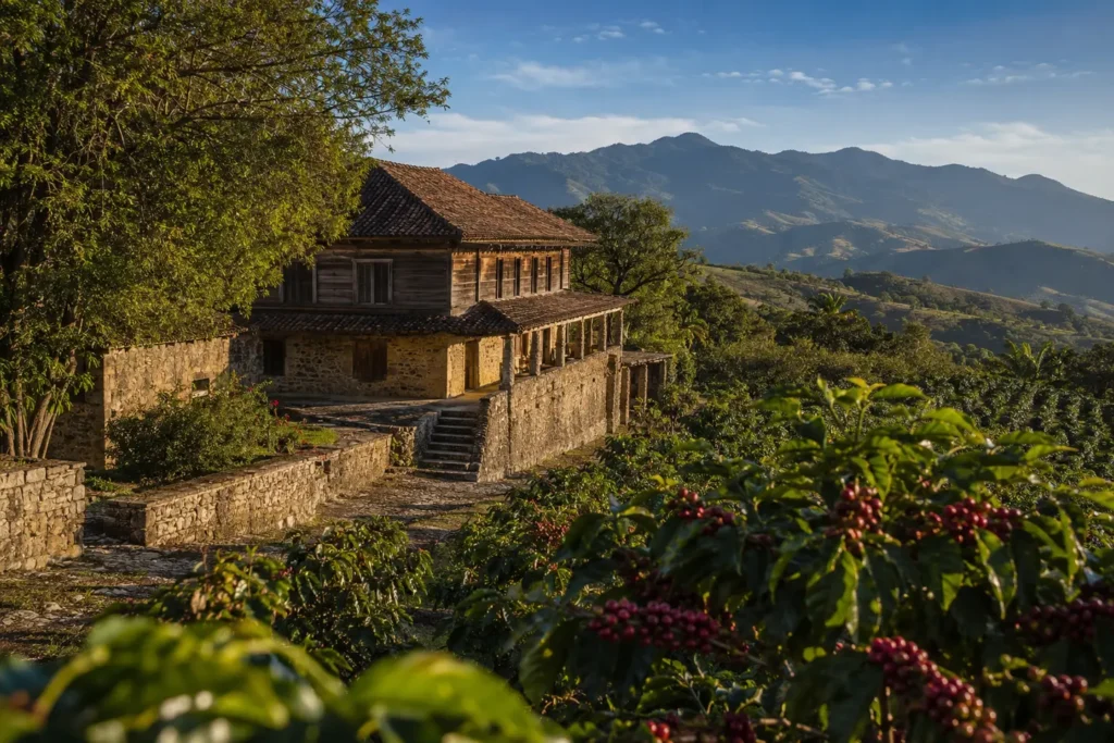Illustrative editorial image inspired by the coffee region of Yauco, Puerto Rico