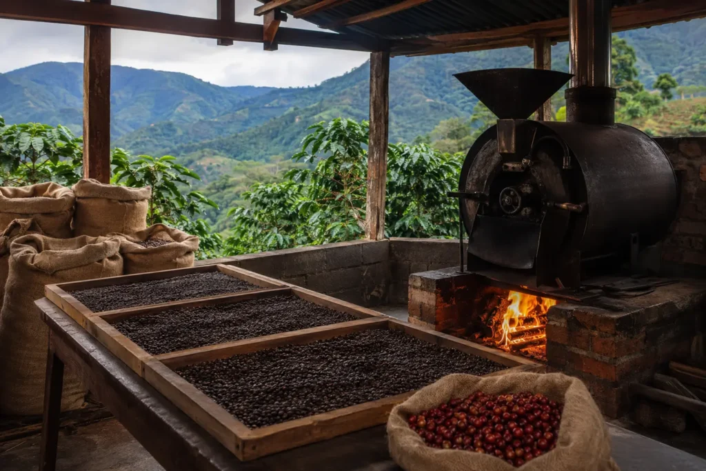 Illustrative editorial image inspired by the coffee region of Puerto Rico