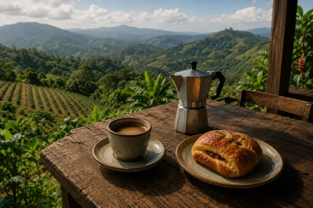 Illustrative editorial image inspired by the coffee region of San Juan & Puerto Rico coffee regions