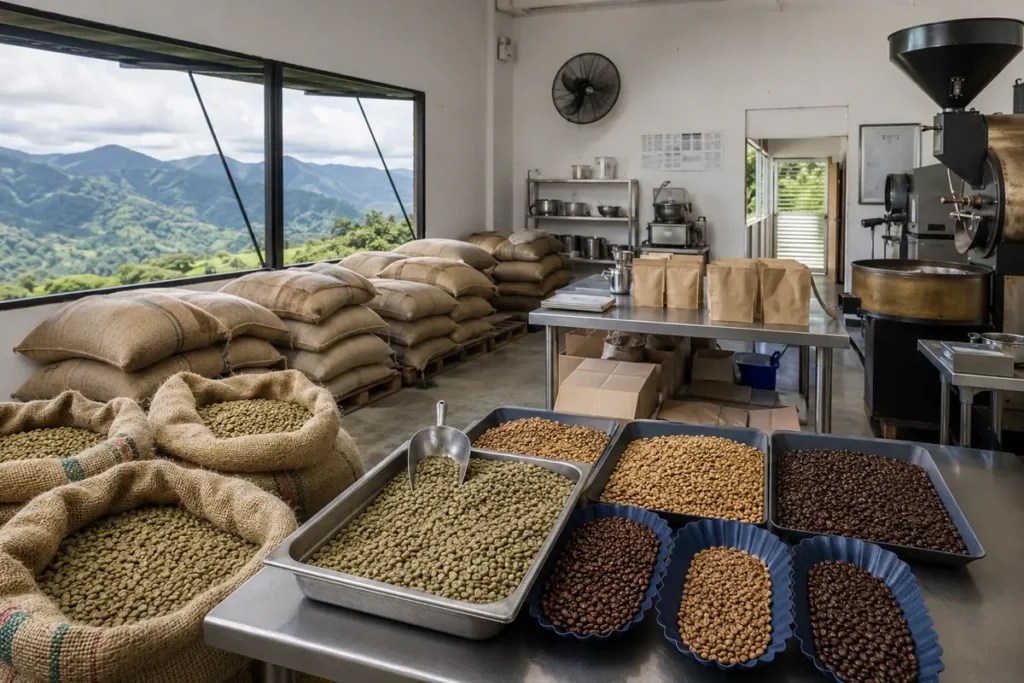 Illustrative editorial image inspired by the coffee region of Lares, Puerto Rico