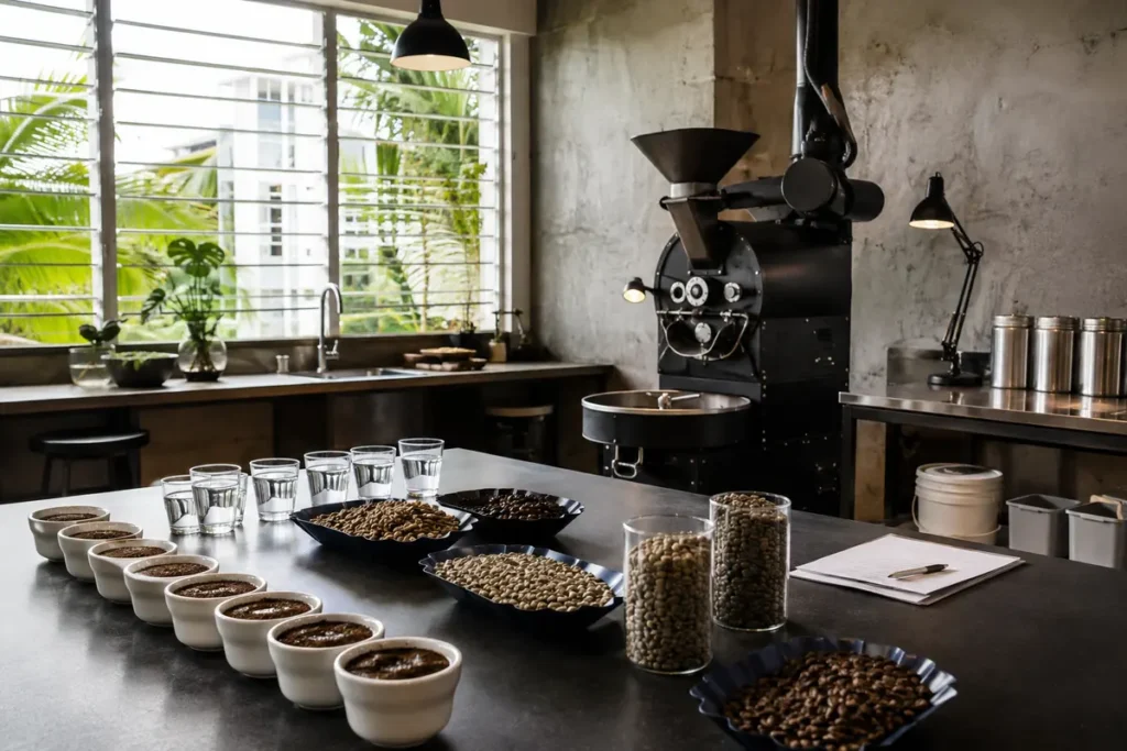 Illustrative editorial image inspired by the coffee region of San Juan & Puerto Rico coffee regions
