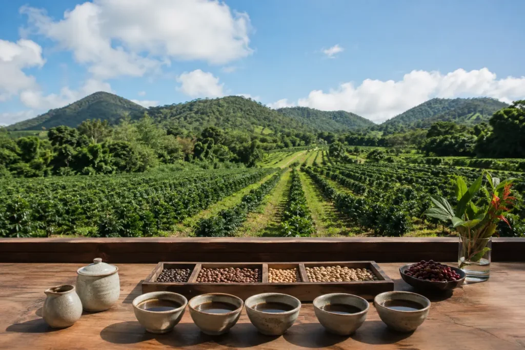 Illustrative editorial image inspired by the coffee region of San Lorenzo, Puerto Rico