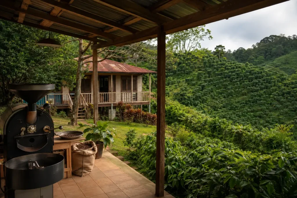 Illustrative editorial image inspired by the coffee region of Jayuya, Puerto Rico